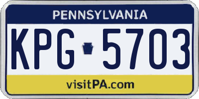 PA license plate KPG5703