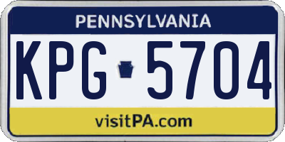 PA license plate KPG5704