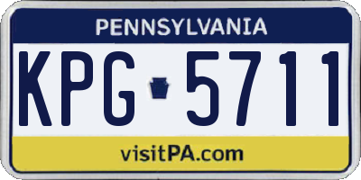 PA license plate KPG5711