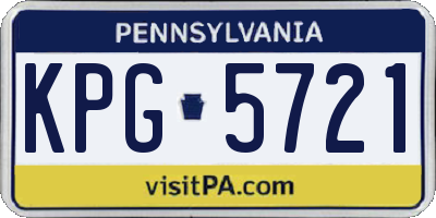 PA license plate KPG5721