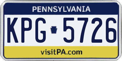 PA license plate KPG5726