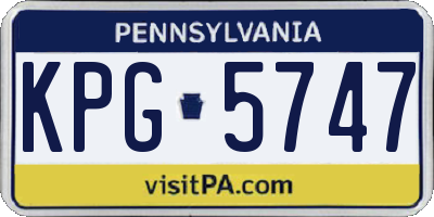PA license plate KPG5747