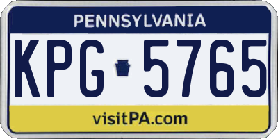 PA license plate KPG5765