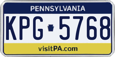 PA license plate KPG5768