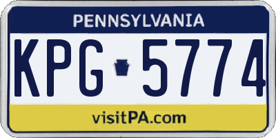 PA license plate KPG5774