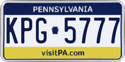 PA license plate KPG5777