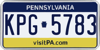 PA license plate KPG5783