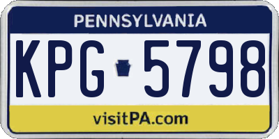 PA license plate KPG5798