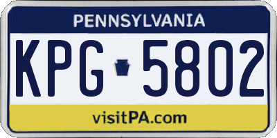 PA license plate KPG5802