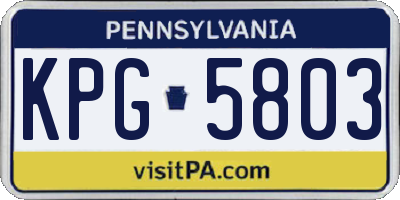 PA license plate KPG5803