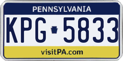 PA license plate KPG5833