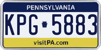 PA license plate KPG5883