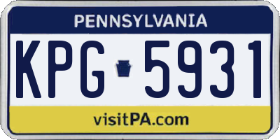 PA license plate KPG5931