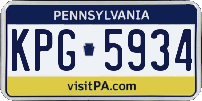 PA license plate KPG5934