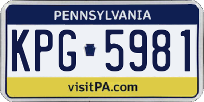 PA license plate KPG5981