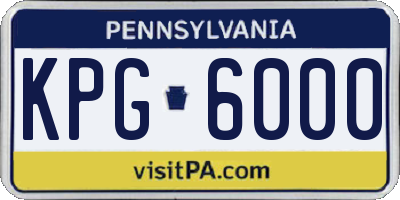 PA license plate KPG6000