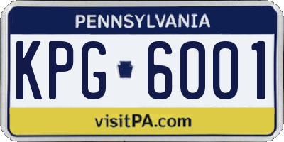PA license plate KPG6001