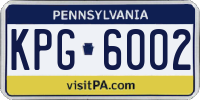 PA license plate KPG6002