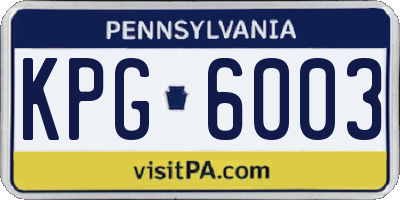 PA license plate KPG6003