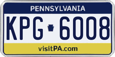PA license plate KPG6008