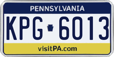 PA license plate KPG6013