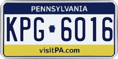 PA license plate KPG6016