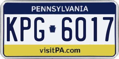 PA license plate KPG6017