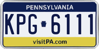 PA license plate KPG6111