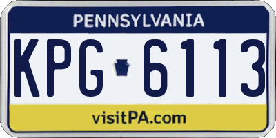 PA license plate KPG6113