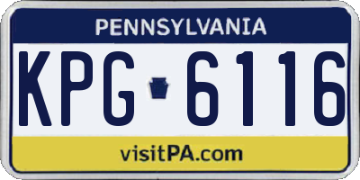 PA license plate KPG6116