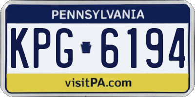 PA license plate KPG6194