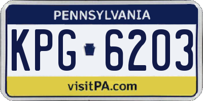 PA license plate KPG6203