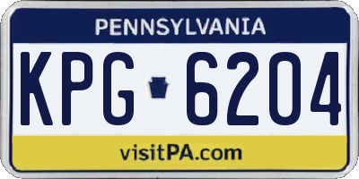 PA license plate KPG6204