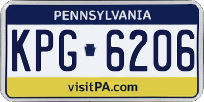 PA license plate KPG6206
