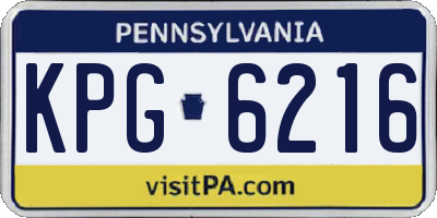 PA license plate KPG6216