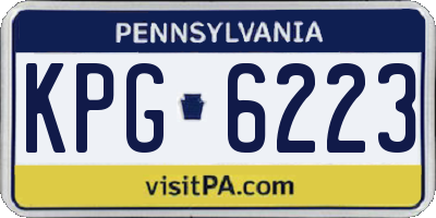 PA license plate KPG6223
