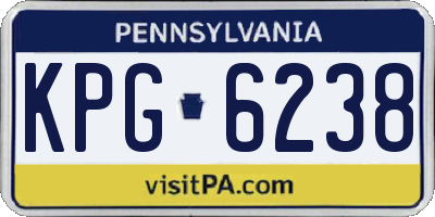 PA license plate KPG6238