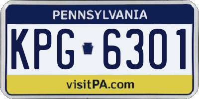 PA license plate KPG6301