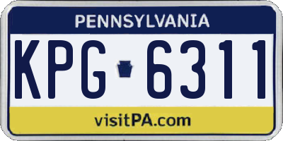 PA license plate KPG6311