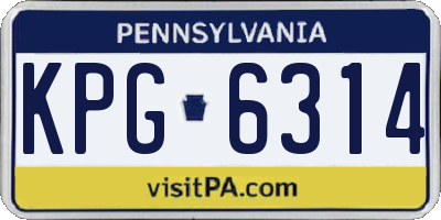 PA license plate KPG6314