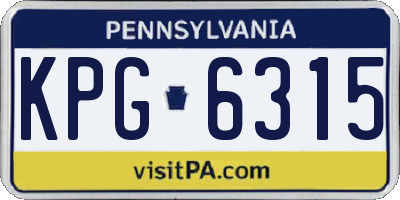 PA license plate KPG6315