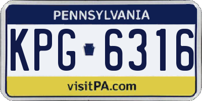 PA license plate KPG6316