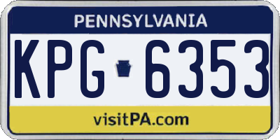PA license plate KPG6353