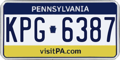 PA license plate KPG6387