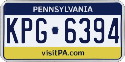 PA license plate KPG6394