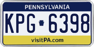 PA license plate KPG6398