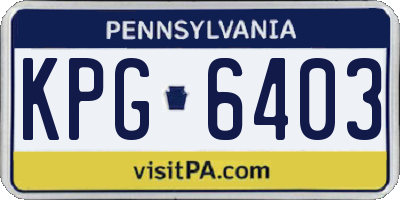 PA license plate KPG6403