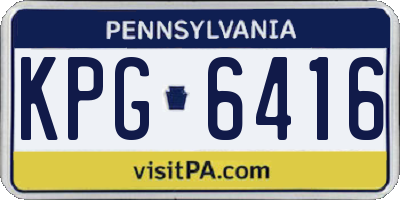 PA license plate KPG6416