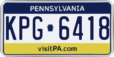 PA license plate KPG6418