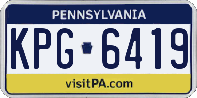 PA license plate KPG6419